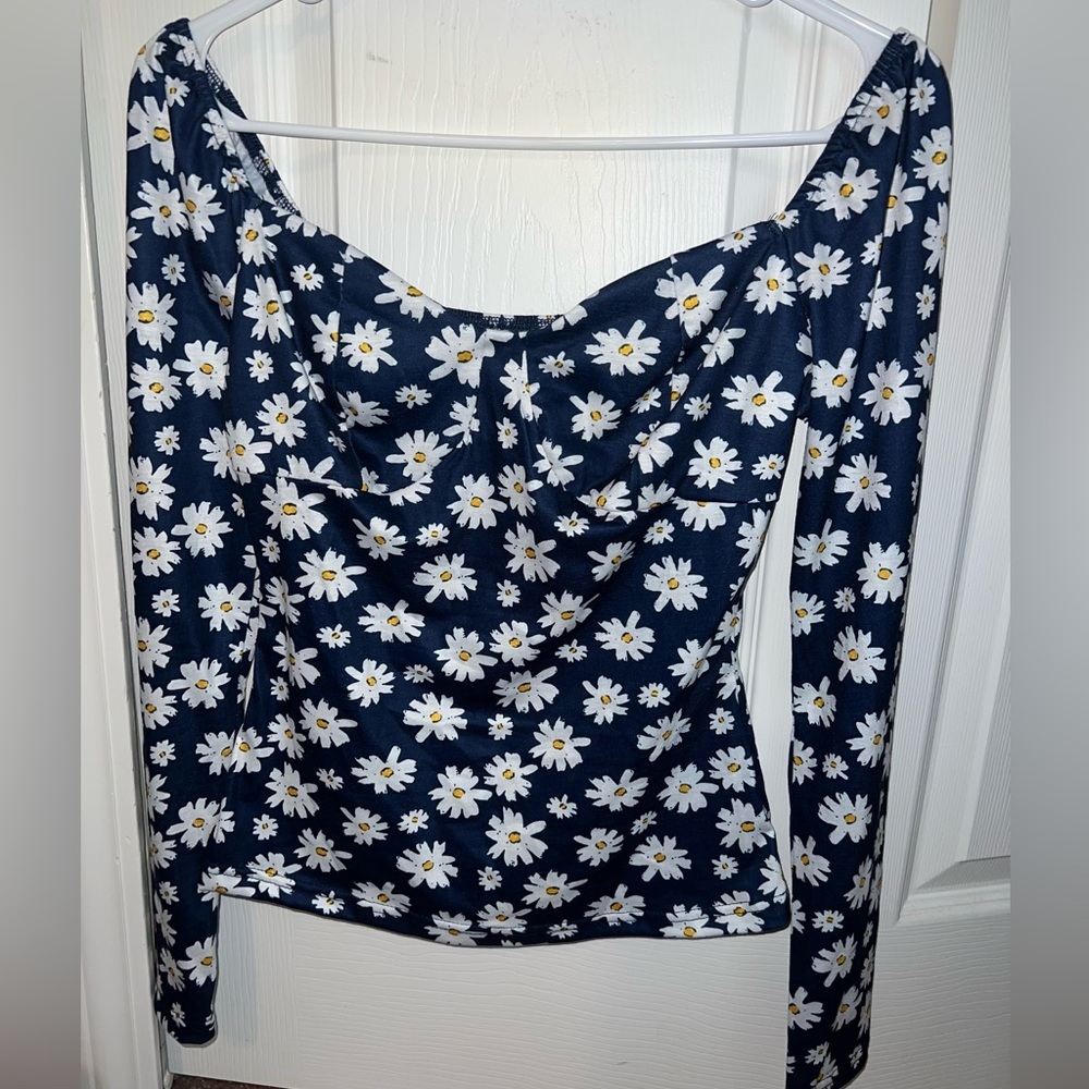 floral square neck top